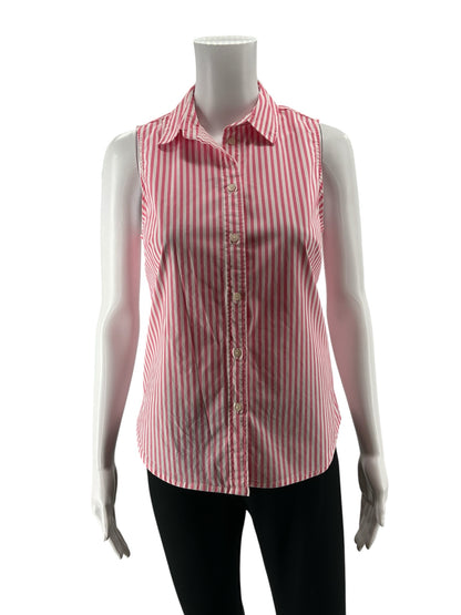 J. Crew Striped Sleeveless Button-Down Top Pink White XS