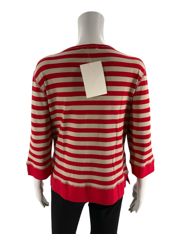 Bordado Red/Tan Stripe Ladies Pre-Owned New with Tags Top - Size Medium