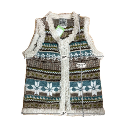 Curio Vintage Fair Isle Fringe Knit Sweater Vest | Size XL | Boho Artsy
