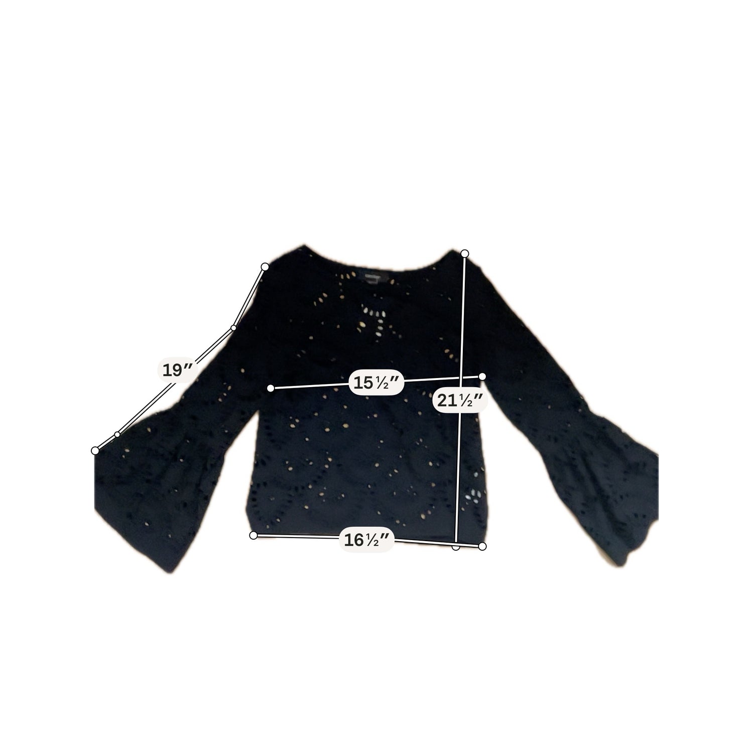 Karen Kane Eyelet Tiered Bell Sleeve Top Black Size Small