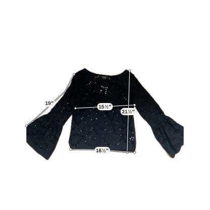Karen Kane Eyelet Tiered Bell Sleeve Top Black Size Small