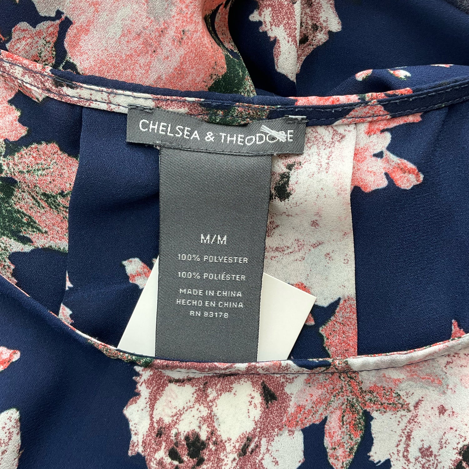 Chelsea &amp; Theodore Navy/Multi Floral Pre-Owned Ladies Top - Size Medium - Margaret’s Fine Consignment