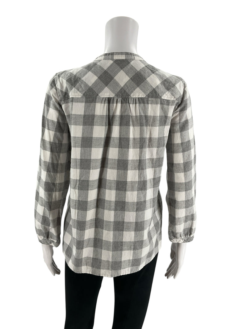 J. Crew White Gray Checkered Button-Up Top – Size XS, Excellent Pre-Owned - Margaret’s Fine Consignment
