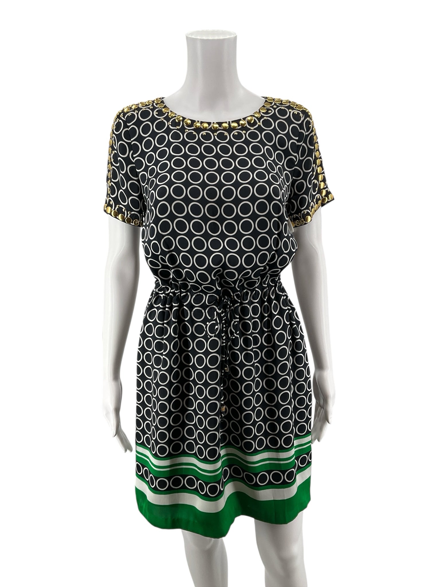 MICHAEL Michael Kors navy/white/green/gold short sleeve dress michael kors Size S navy/white/green/gold Circles Pre-Owned Ladies Dress - Size S