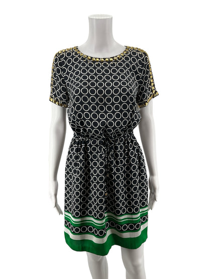 MICHAEL Michael Kors navy/white/green/gold short sleeve dress michael kors Size S navy/white/green/gold Circles Pre-Owned Ladies Dress - Size S