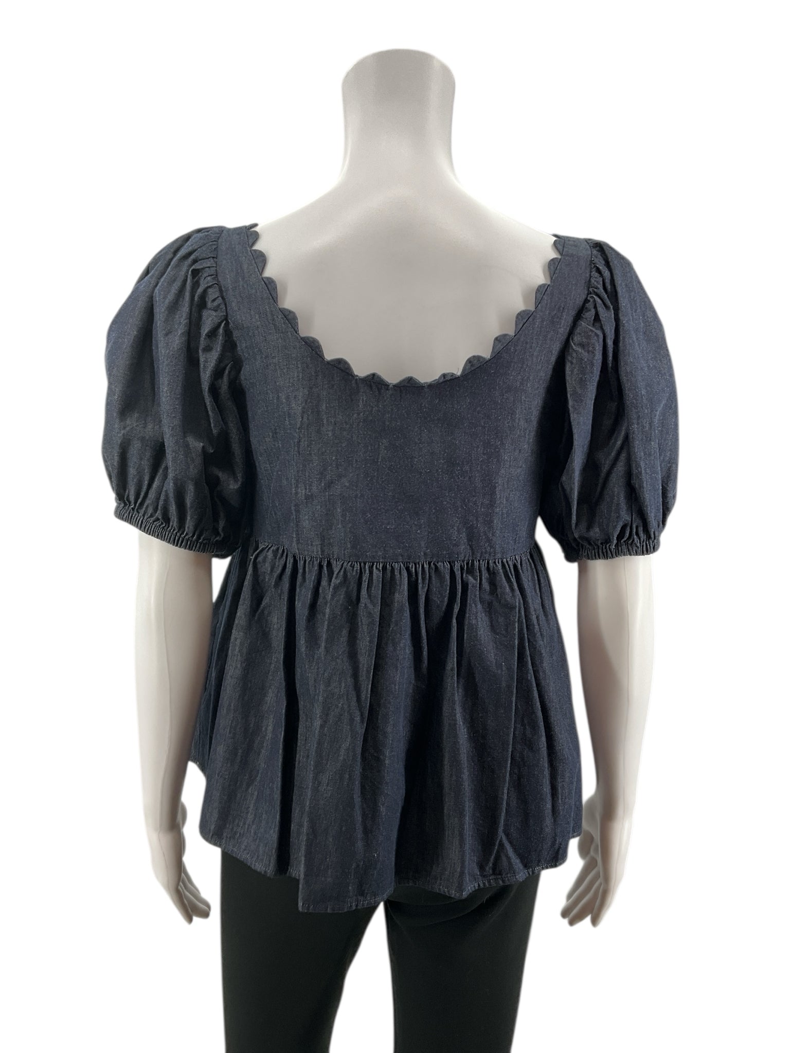 Kika Vargas for Target Blue Peplum Kika Vargas Blue Solid Pre-Owned Ladies Casual Top - Size XS - Size XS