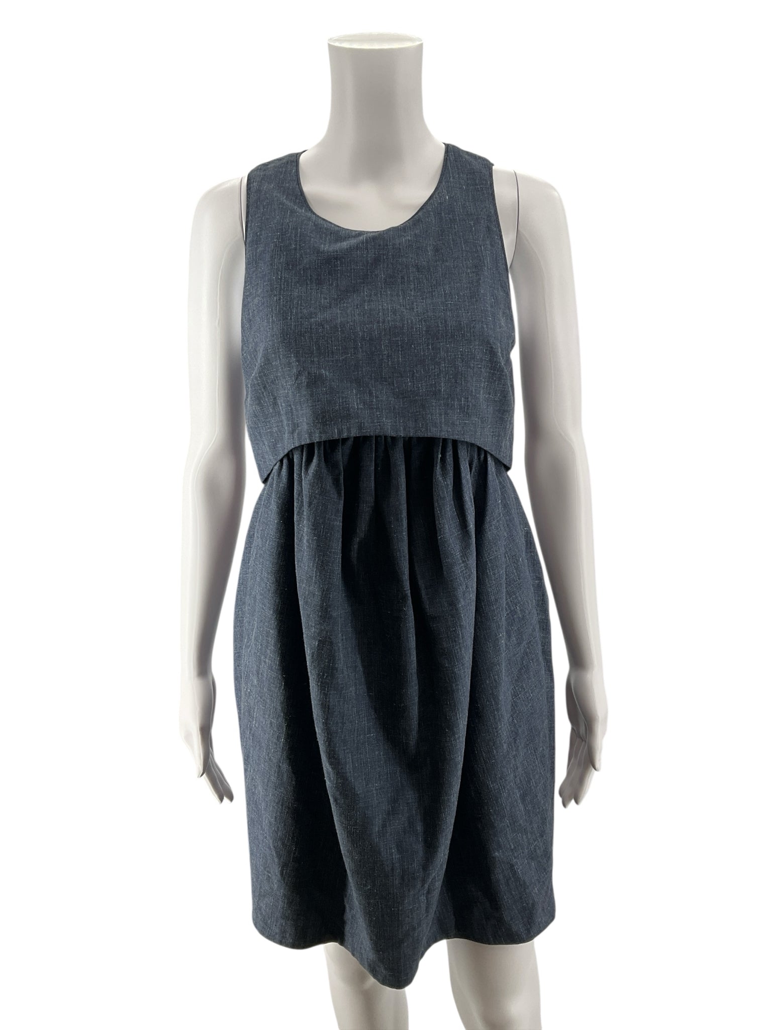 Adam Lippes Indigo Blue Virgin Wool Silk Blend A-Line Dress Size 4
