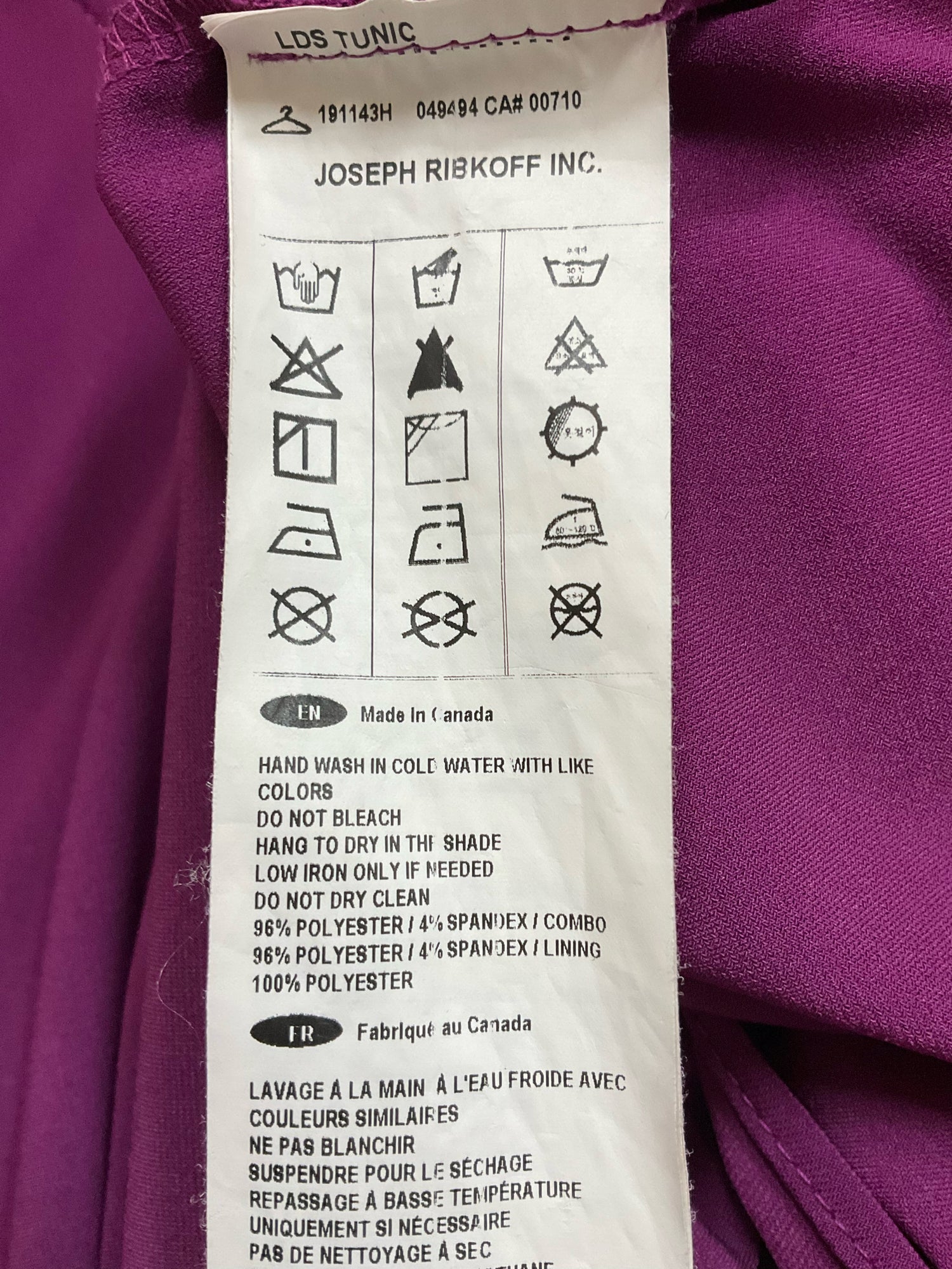 Joseph Ribkoff Asymmetrical Tassel Zipper Tunic Top Fuchsia Purple Size 14