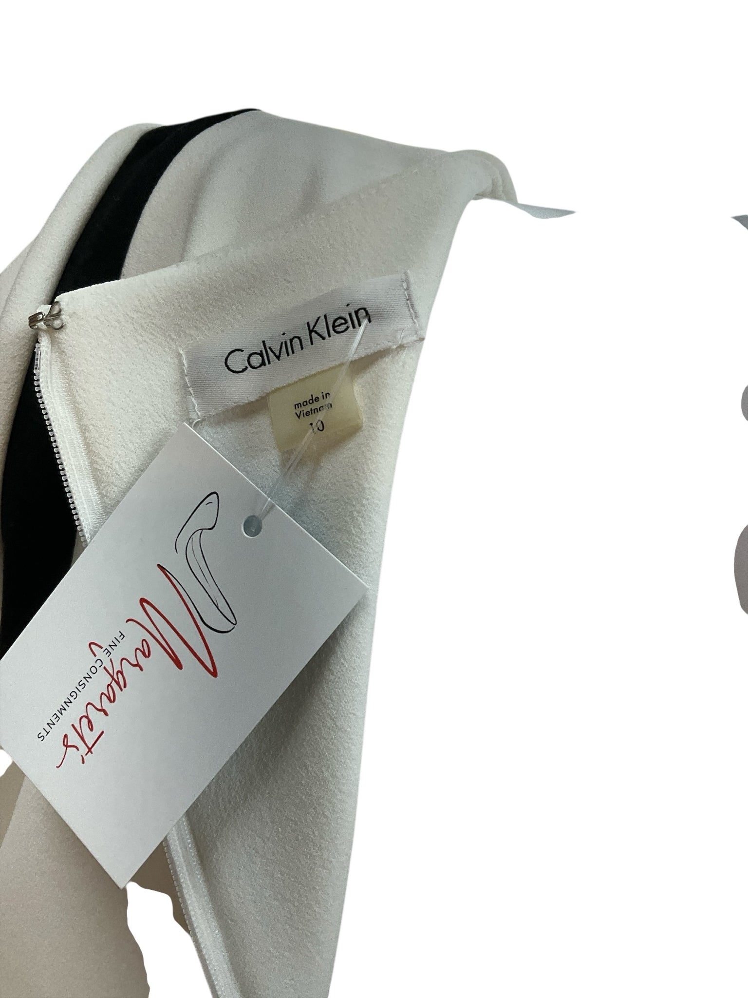 Calvin Klein White/Black Solid Pre-Owned Ladies Dress - Size 10