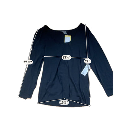 Etcetera Black Rayon Cotton Pintuck Long Sleeve Top XL