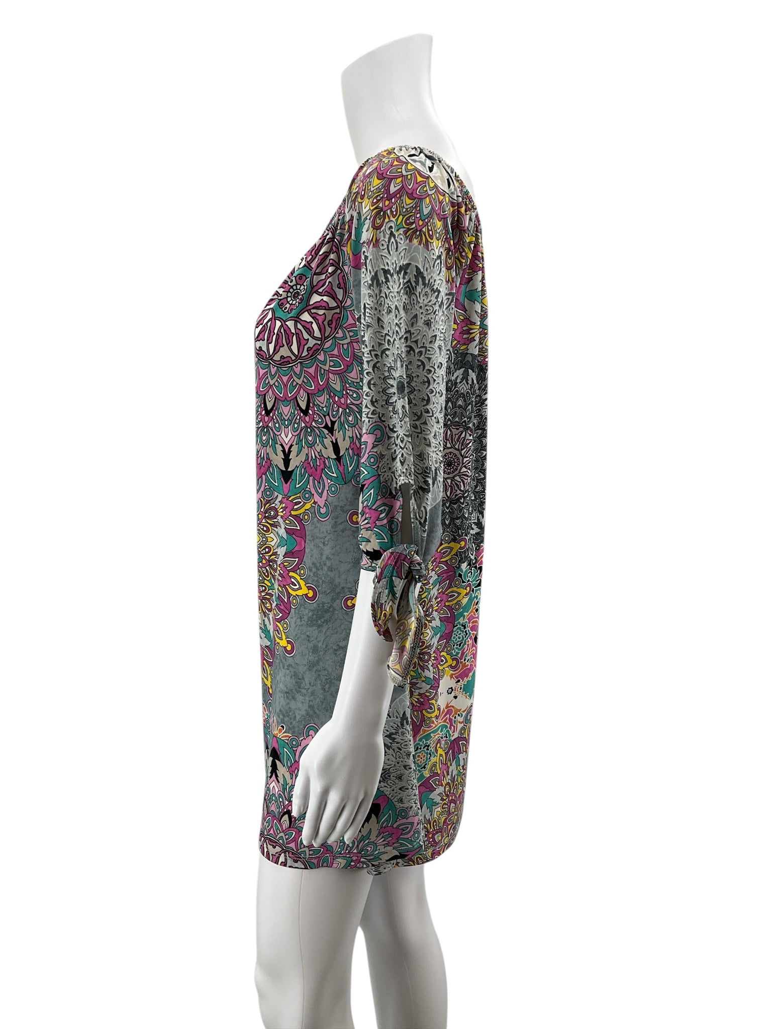 Jodifl Boho Paisley Print Off-Shoulder Tunic Dress Size Small