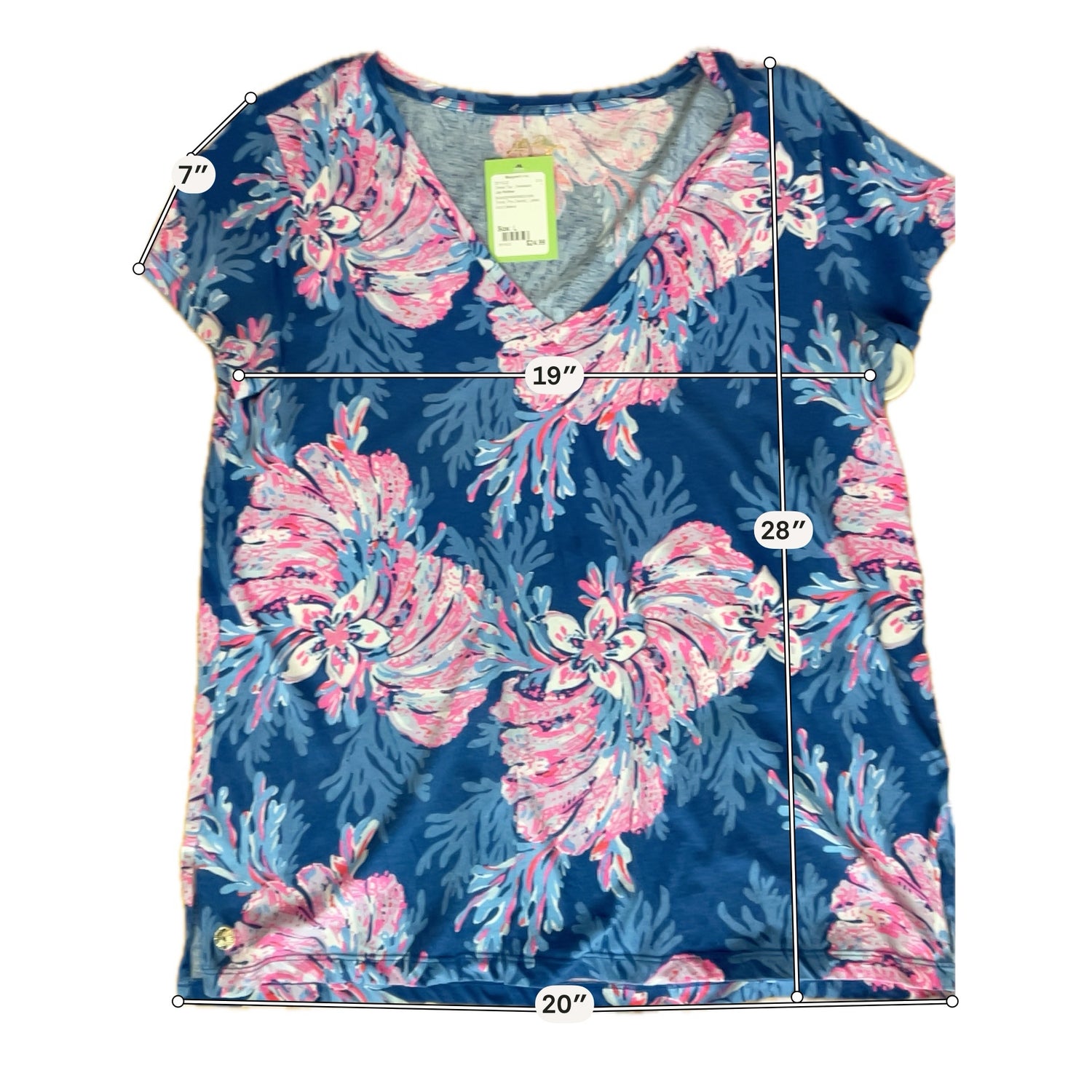 Lilly Pulitzer Michele V-Neck Top Floral Print Size Large