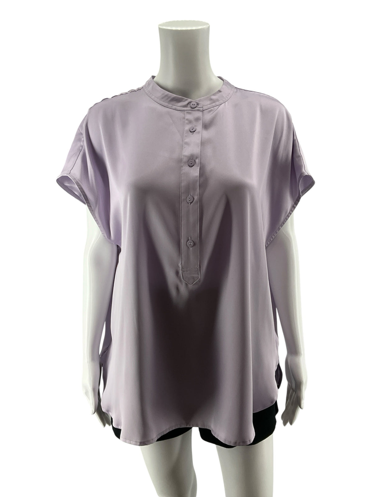 Worthington Lavender Mandarin Collar Cap Sleeve Blouse Top XL
