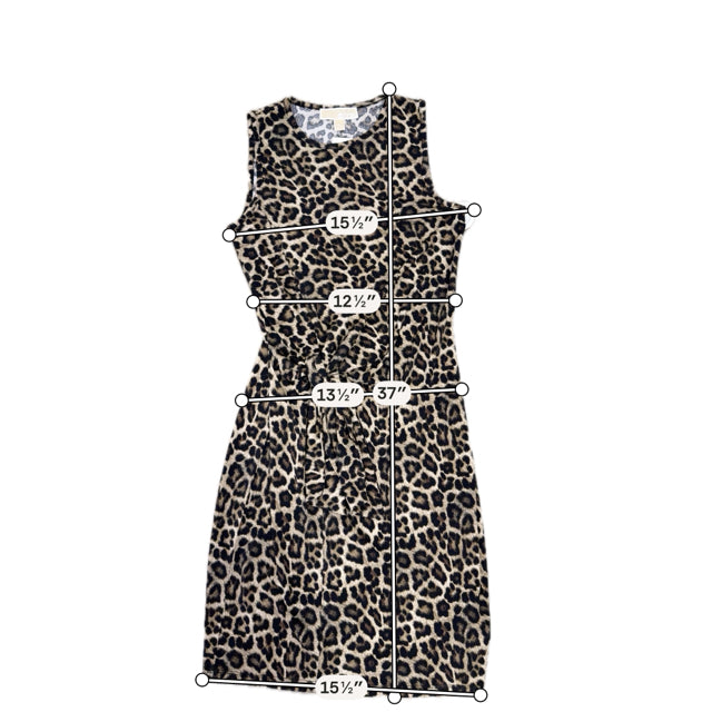 Michael Kors XS Black &amp; Brown Animal Print Sleeveless Dress