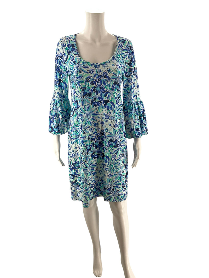 Lilly Pulitzer white/blue Floral Pre-Owned Ladies Dress - Size Small
