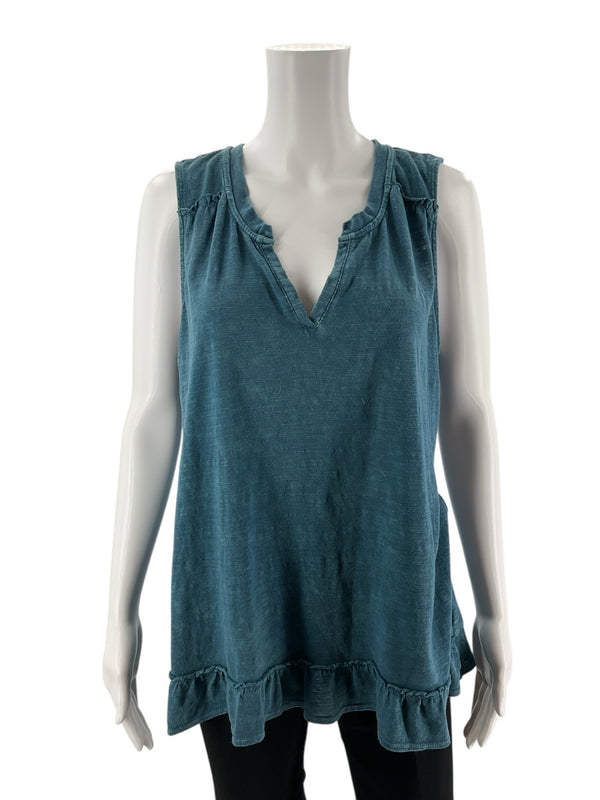 Maeve Turquoise Washed Pre-Owned Ladies Top - Size Large