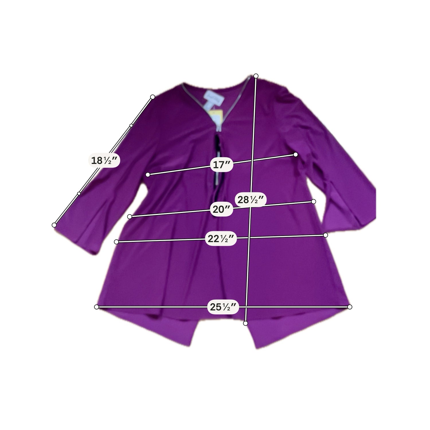 Joseph Ribkoff Asymmetrical Tassel Zipper Tunic Top Fuchsia Purple Size 14