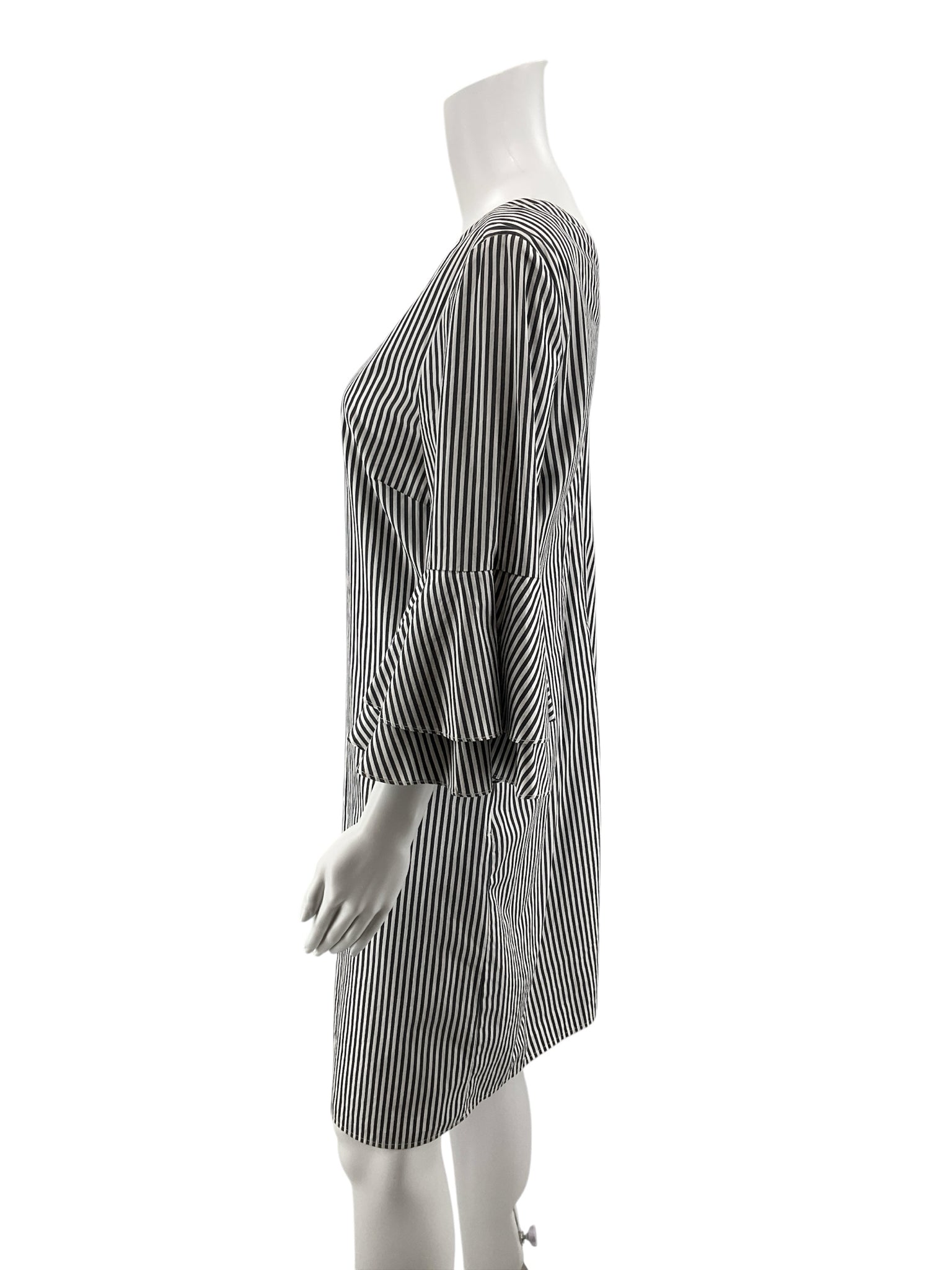 cappagallo Size 6 gray/white Stripe Pre-Owned Ladies Dress