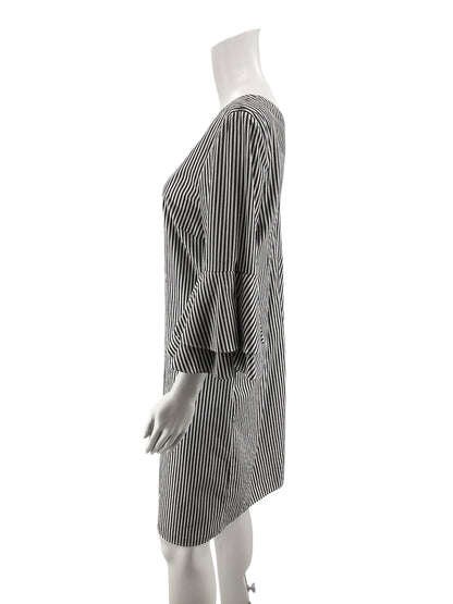 cappagallo Size 6 gray/white Stripe Pre-Owned Ladies Dress