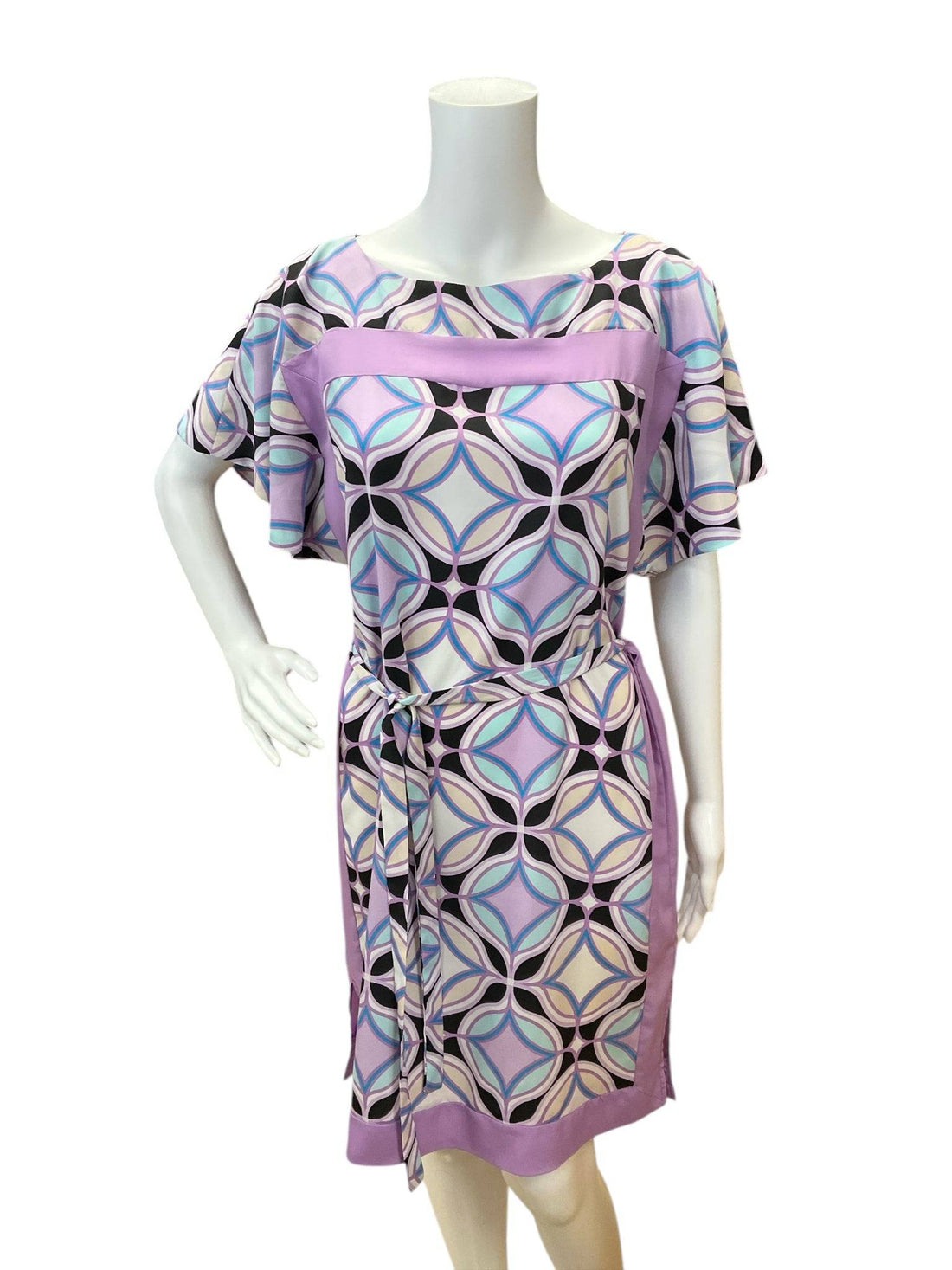 New York &amp; Co Lavender/Blue Print Pre-Owned Ladies Dress - Size XS - Margaret’s Fine Consignment