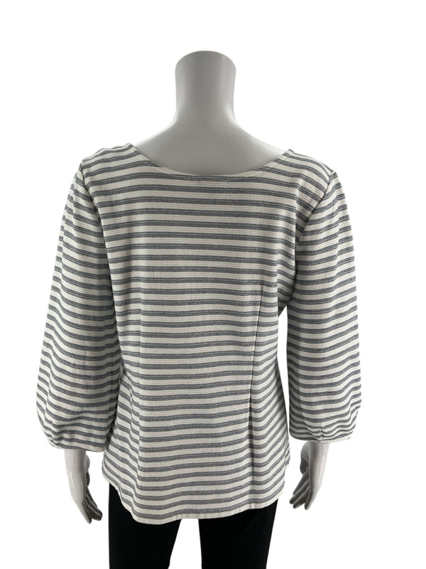 Talbots White/Navy Stripe Pre-Owned Ladies Top - Size Medium