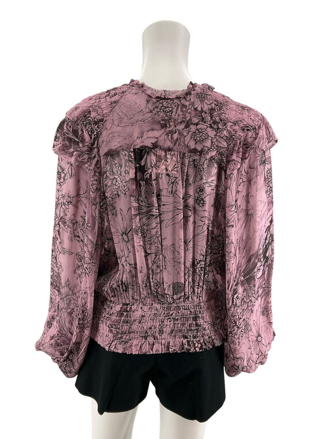 Anthropologie Purple Floral Boho Peasant Blouse Top Size Medium