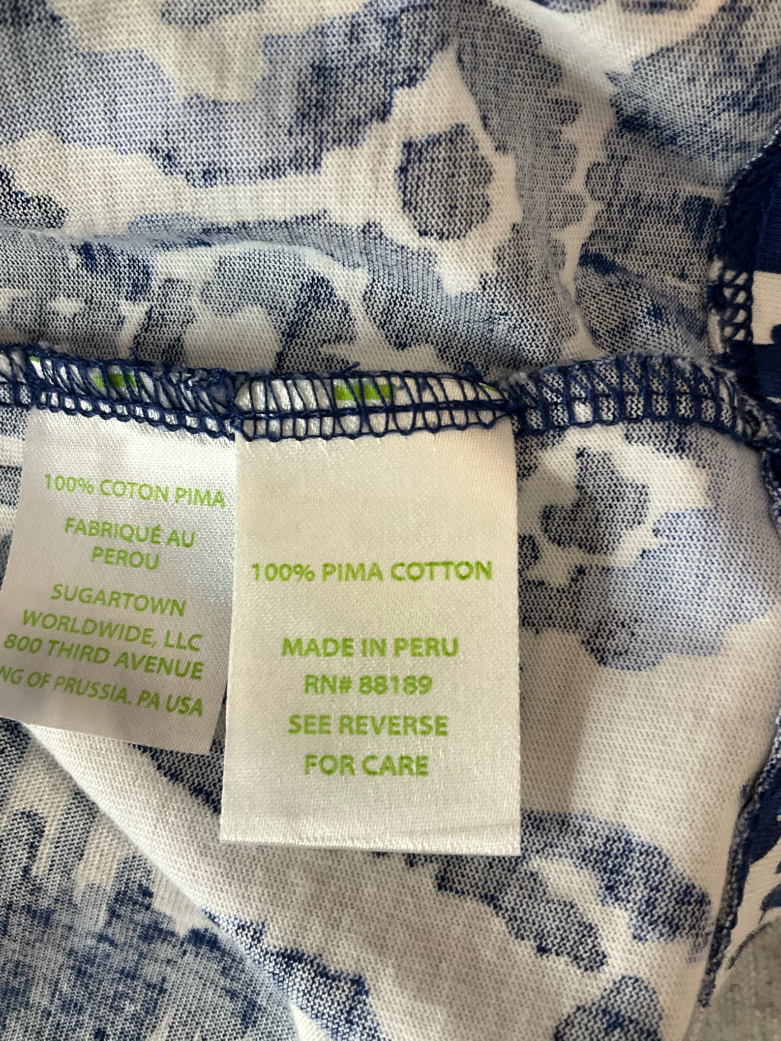 Lilly Pulitzer Size L white/blue Print Pre-Owned Ladies Dress