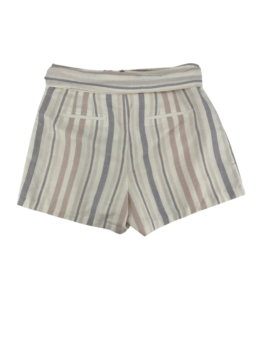 Express High Waisted Linen-Blend Striped Belted Shorts Size 12 NWT