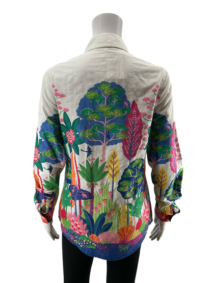 J. McLaughlin multi Button Down Painterly Garden Print Button Down Shirt Size XS - Size XS