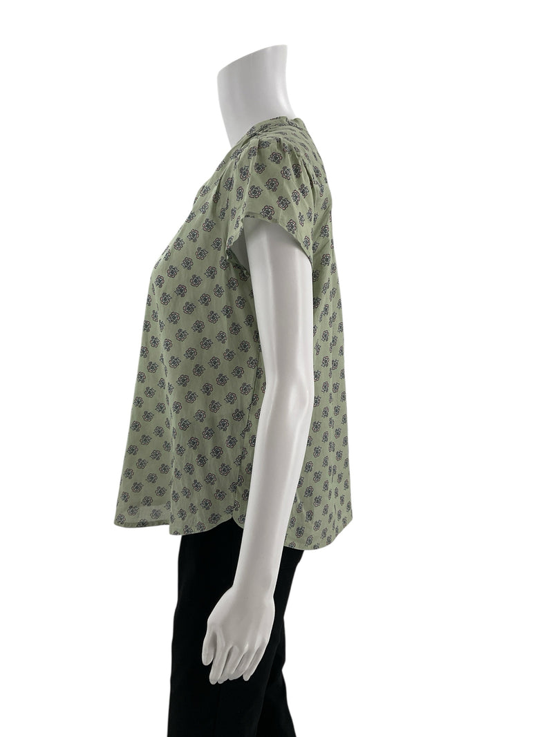J Jill Green Floral Pre-Owned Ladies Top - Size XS Petite