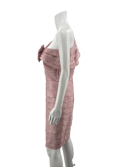 London Times Mauve Ruffle Pre-Owned Ladies Dress - Size 12 Petite