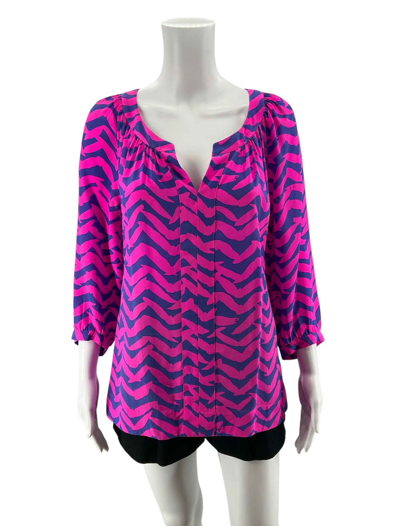 Lilly Pulitzer Elsa Silk Top First Impression Birds Print Small