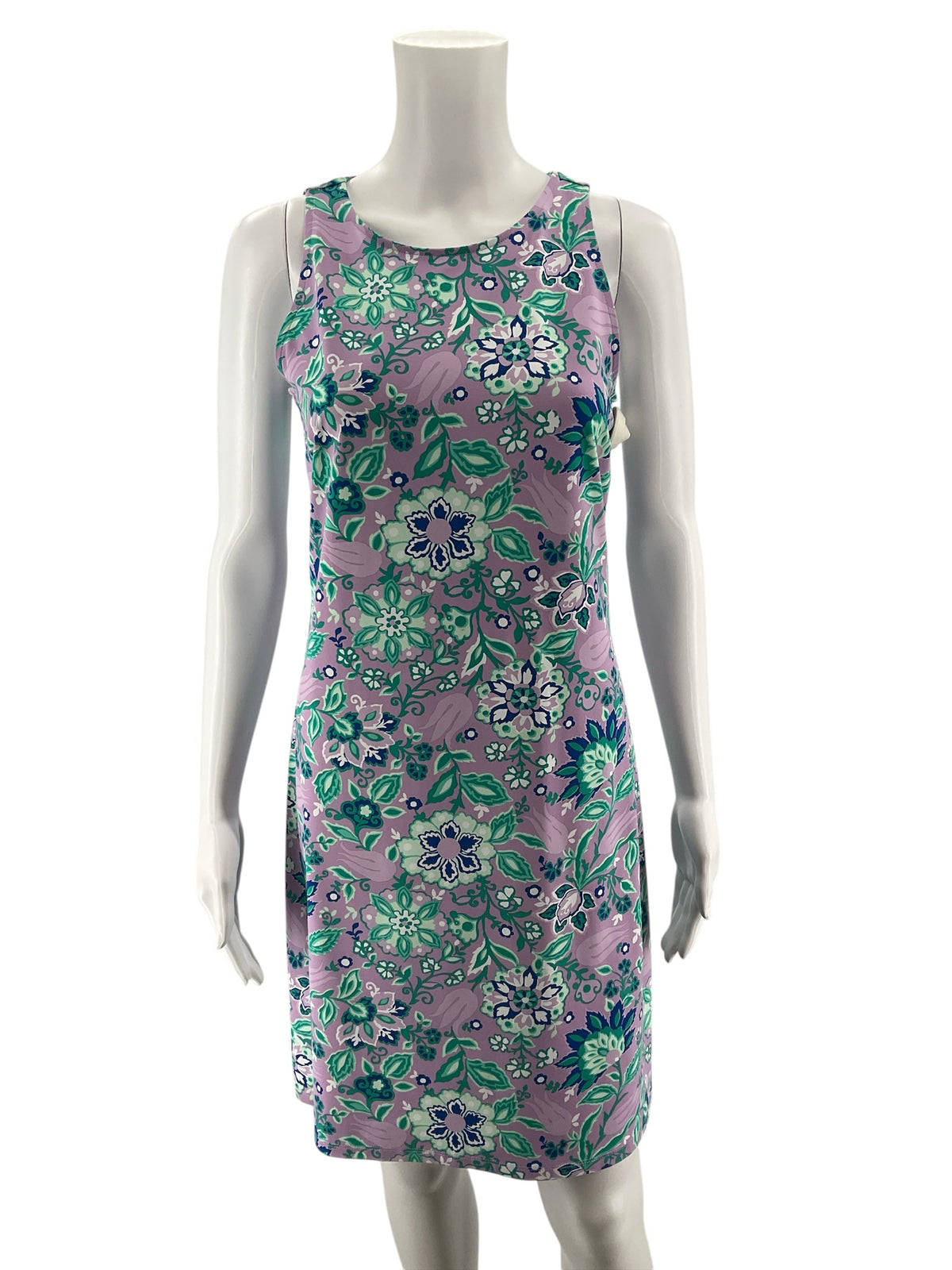 Talbots Petite Floral Keyhole Back Sheath Dress Lavender Green Size Small Petite