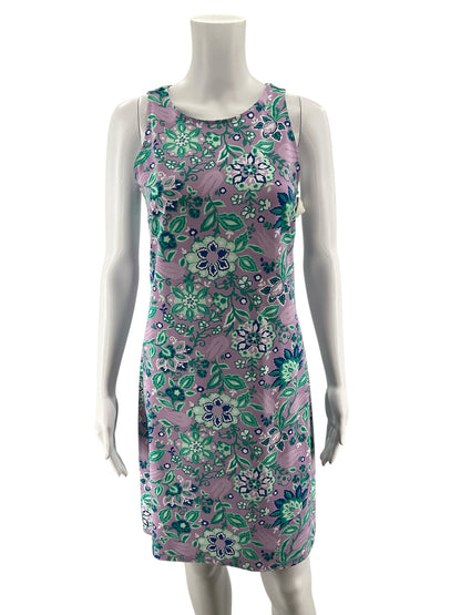Talbots Petite Floral Keyhole Back Sheath Dress Lavender Green Size Small Petite