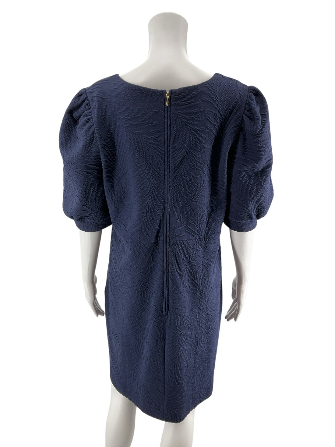 Lilly Pulitzer Loro Dress Navy Textured Puff Sleeve NWT Size XL