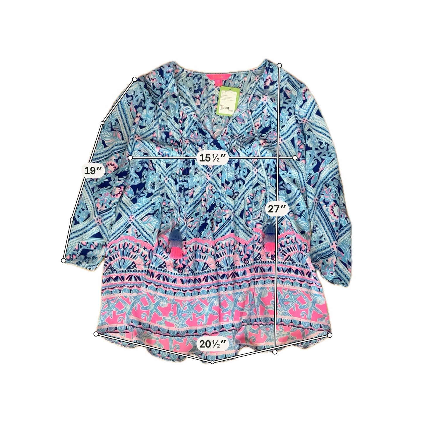 Lilly Pulitzer Size L Blue/Aqua/Pink/White Pre-Owned Ladies Tops
