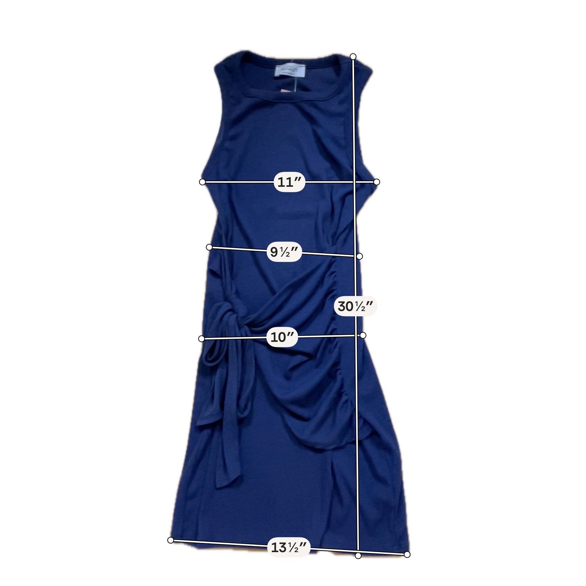 Kaiteigh Navy Ribbed Tie-Waist Bodycon Sleeveless Mini Dress Size Small