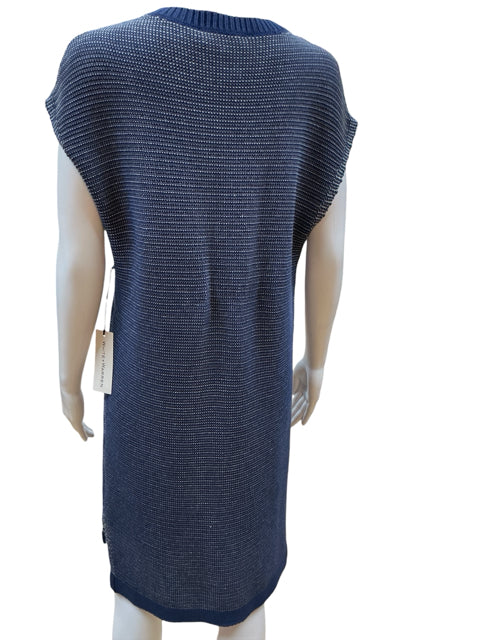 White + Warren Navy/White Solid Pre-Owned Ladies New With Tags Dress - Size Medium