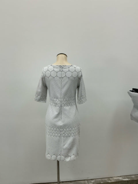 Julia Jordan White Eyelet Lattice Trim Sheath Dress Size 8 - ONLINE ONLY