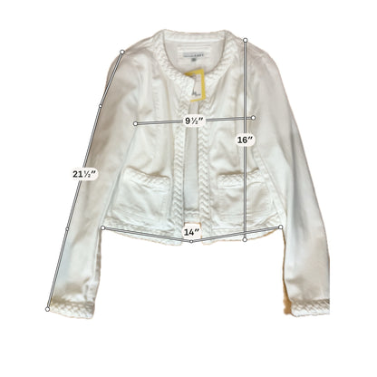 LOFT Braided Trim Open Front Cropped Jacket White Size XS