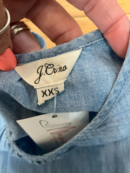 J. Crew Tie-Back Chambray Cotton Linen Shell Top Blue Size XXS