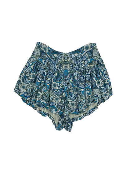 Free People Kiss Kiss Floral Paisley Smocked High Waisted Boho Shorts Size Medium