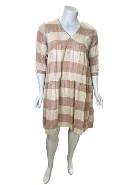 Y.A.S Size XL Cream/Beige/Mauve Plaid Dress