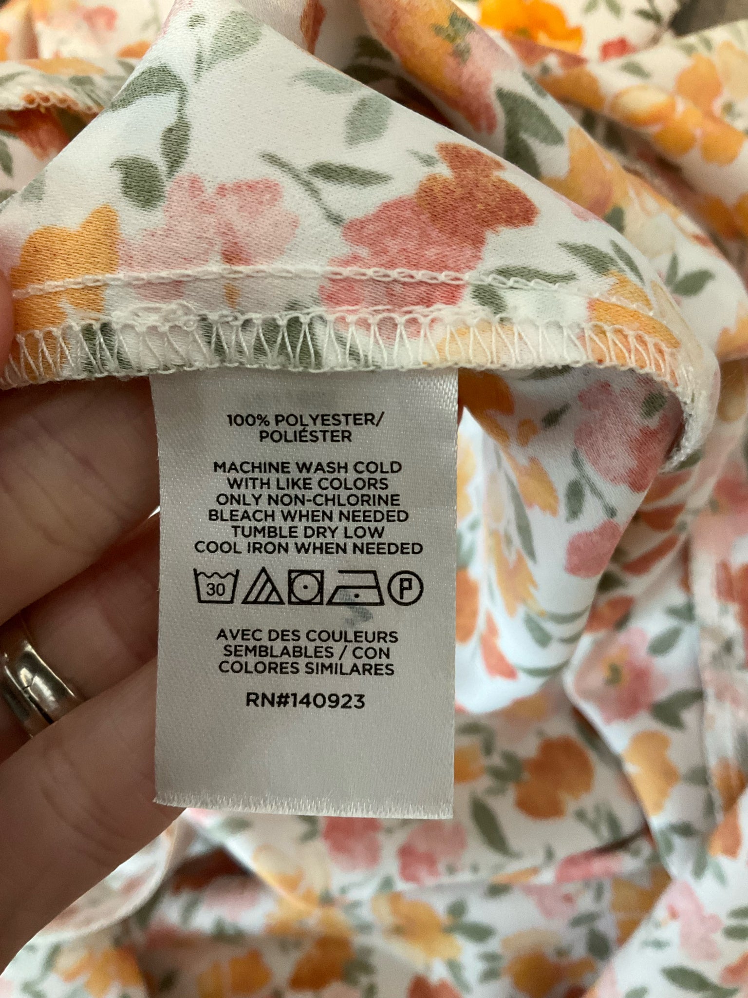LOFT Outlet Floral Faux Wrap Ruffle Dress Cap Sleeve White Orange Pink Size 4