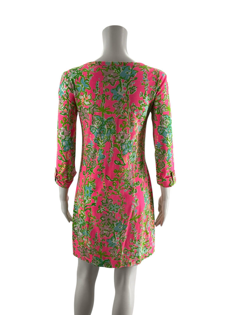 Lilly Pulitzer Pink/Green Print Pre-Owned Ladies Dress - Size XS