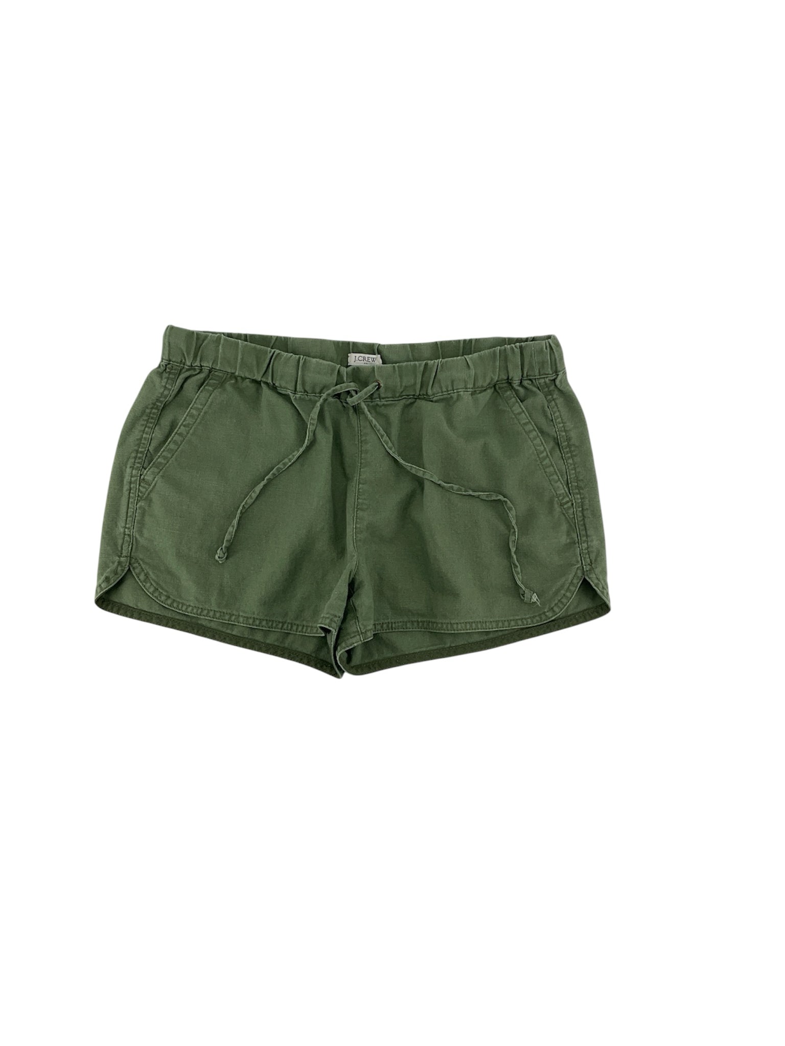J.Crew Olive Shorts Seaside Linen Cotton Blend Drawstring Shorts XS Olive Green Raw Hem - Size XS
