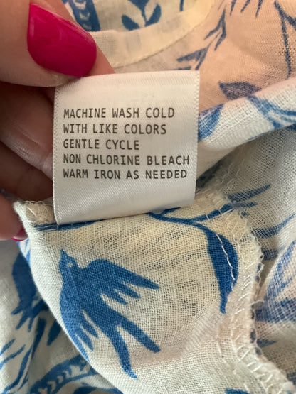 Calypso St. Barth white/blue Sleeveless Coastal Print Linen Blend Tie-Front Tank Top XL - Size XL