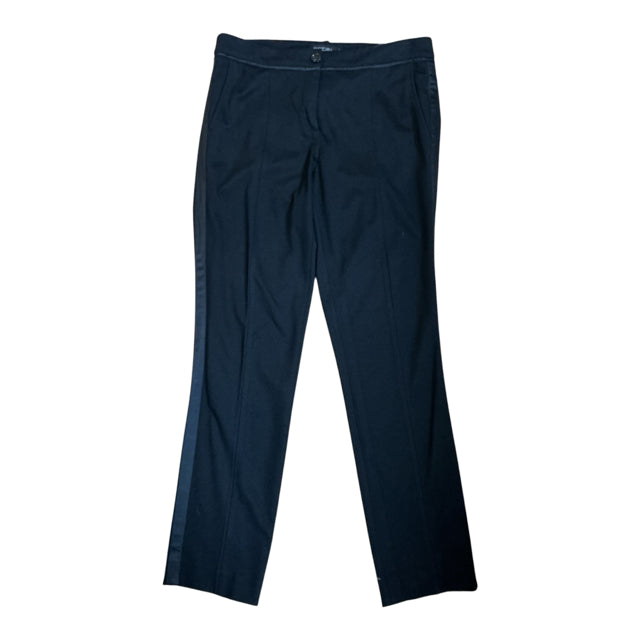 Marc Cain Black Silk Tuxedo Stripe Cropped Ankle Pants | Size N6 (US 14)
