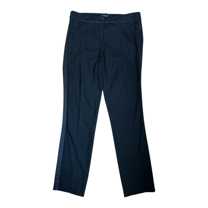 Marc Cain Black Silk Tuxedo Stripe Cropped Ankle Pants | Size N6 (US 14)