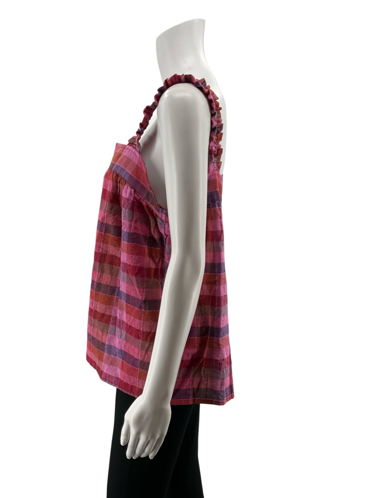 Isaac Mizrahi New York Plaid Cotton Tank Top | Size M | Pink Multi Check